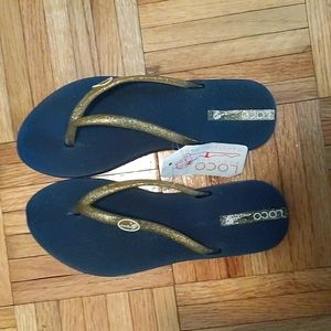Hawaii Flipflops Navy + Gold